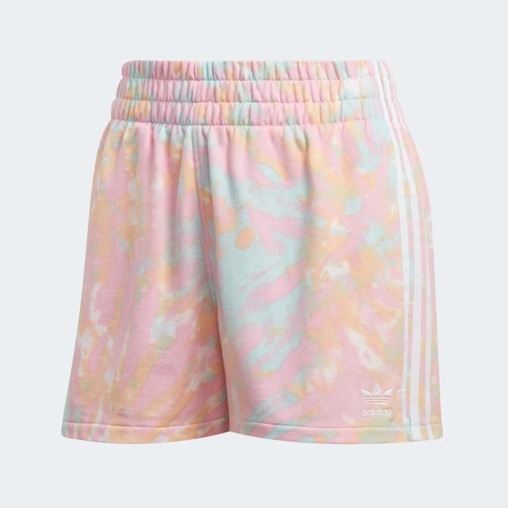 ADIDAS WOMEN'S 3-STRIPES SHORTS, MULTICOLOR / WHITE / TRUE PINK / VAPOUR BLUE